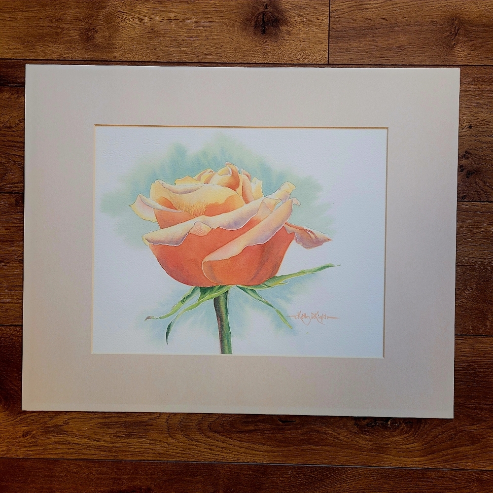 Original Watercolor Painting of the July Rose. Size 16" x 20"